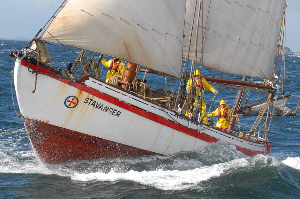 The 1901 Colin Archer rescue boat (redningsk¿yte) Stavanger sailing in the Vikna archipelago, Norway