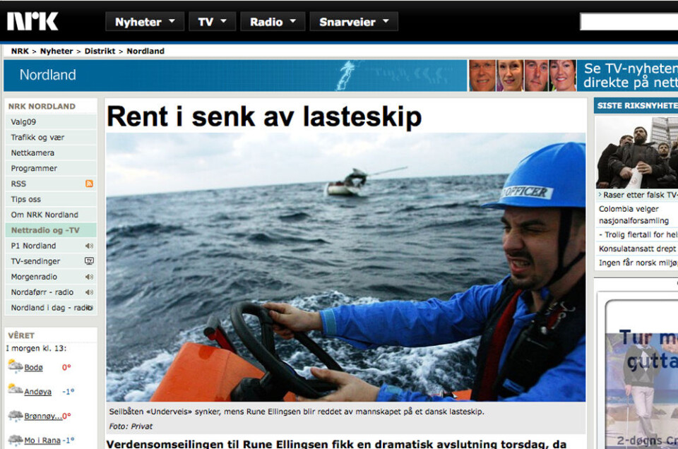 Norsk soloseiler nedrent av skip