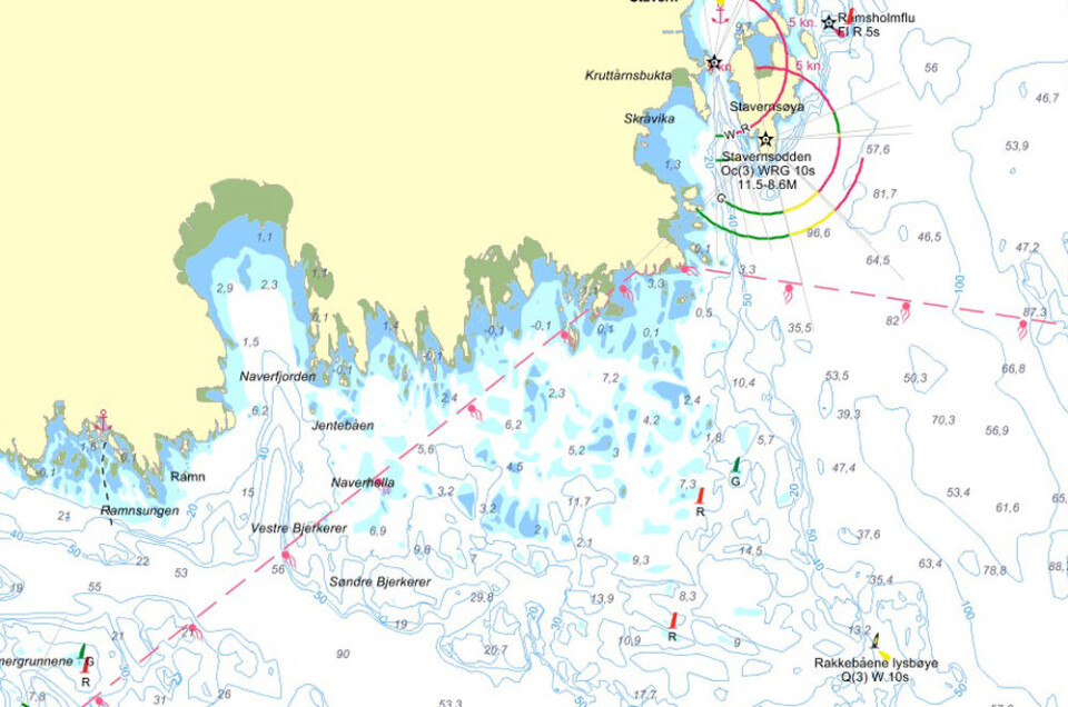 Indre led ved Rakkebåene merkes