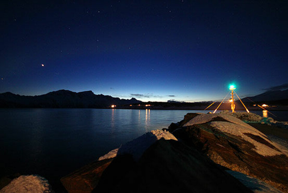 Djupvik i Kåfjord, midnatt.