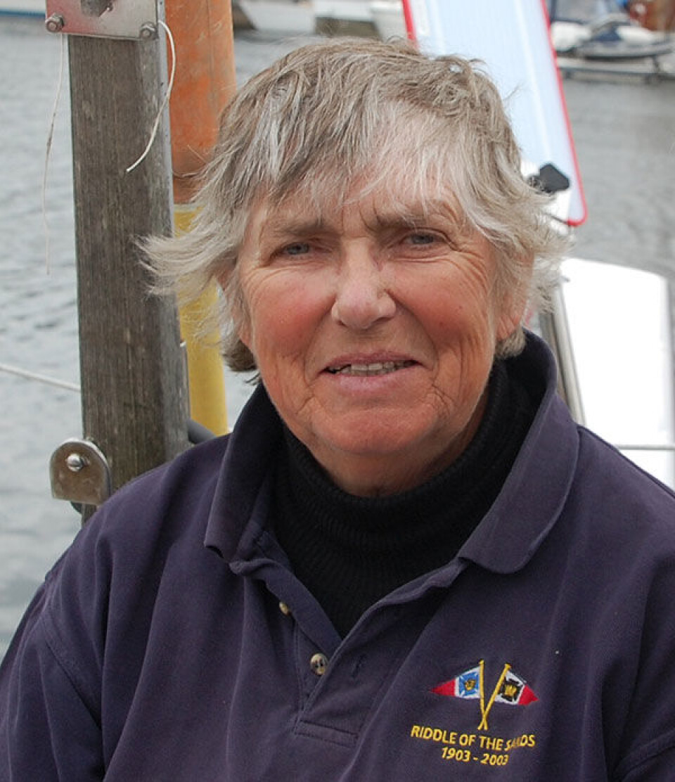Judy Lomax fotografert om bord i «Cloud Walker» under The Royal Cruising Clubs samling i Skudenes havn i 2010. Foto: H. Nissen-Lie
