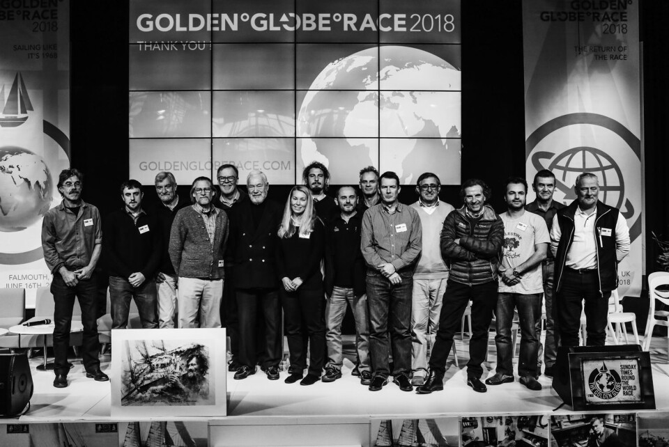 GOLDEN GLOBE: Seilerne i Golden Globe Race 2018 ble presentert i Paris.