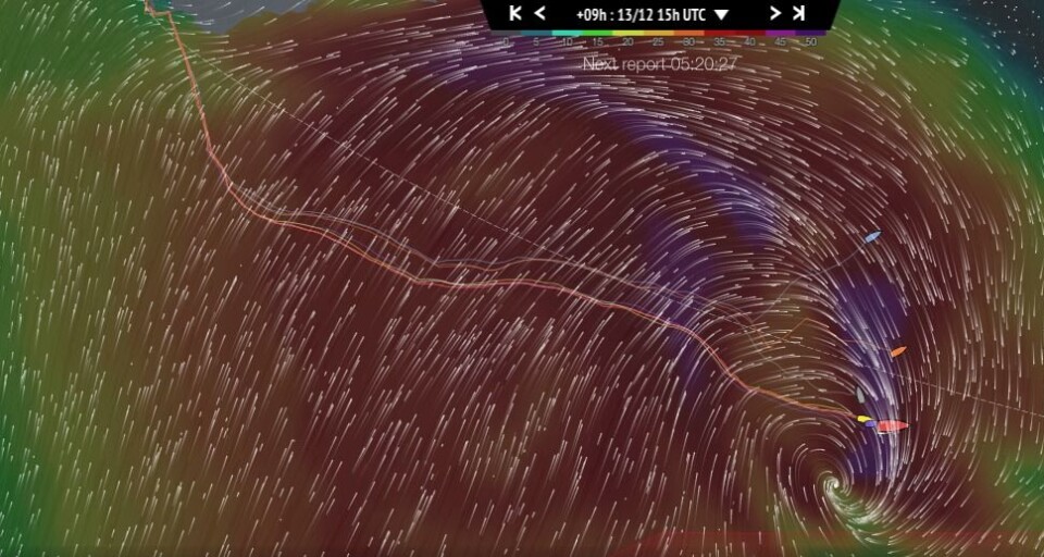 STORM: Det blir tøft for Volvo Ocean Race-seilerne i dag. De får et lavtrykk med 50 knops vind i nakken. STORM: Det blir tøft for Volvo Ocean Race-seilerne i dag. De får et lavtrykk med 50 knops vind i nakken.