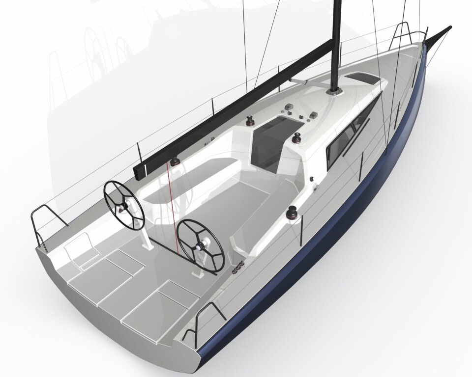 COCKPIT: Båten leveres standard med rorkult, men kan også ha to ratt. Cockpiten har fire vinsjer.
