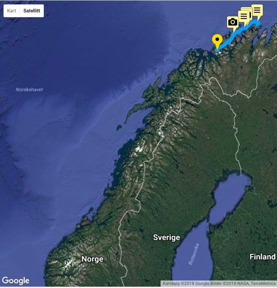 LANGT: Klann har i løpet av fem dager seilt ca 1/10 av distansen til Lindesnes.