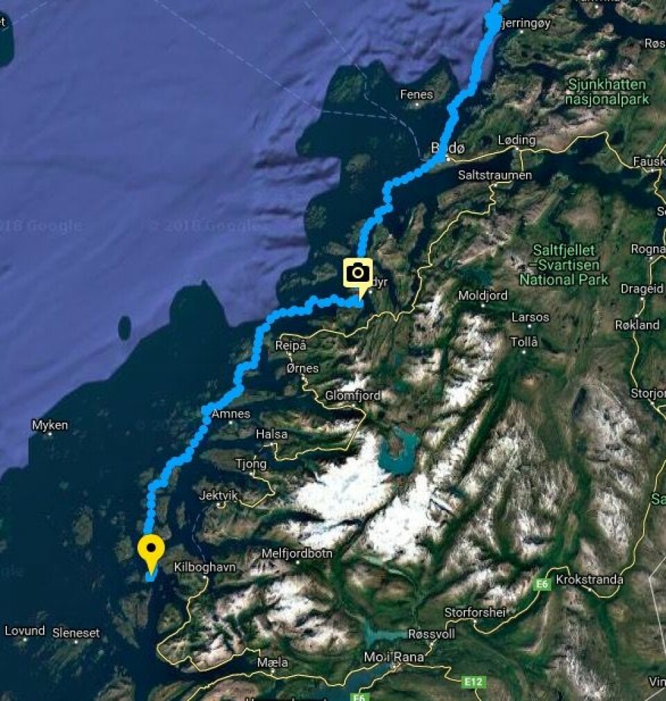 HELGELAND: Magne Klann har seilt 50-60 nautiske mil sør fra Bodø hvor han måtte vente to dager på grunn av dårlig vær.