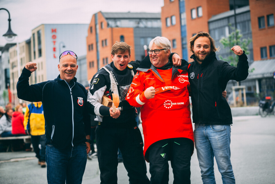 BEST I BODØ: Brevik Seilforening vant første serierunde i Bodø. Fra venstre Nils Petter Hovemoen, Ole Martin Lunde Lidal, Dag Usterud og Oscar Widestam.