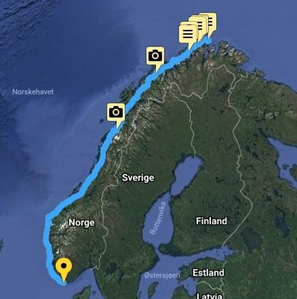 OM BABORD: Turen fra Nordkapp har vart i 48 dager, og har vært på over 1000 nautiske mil.