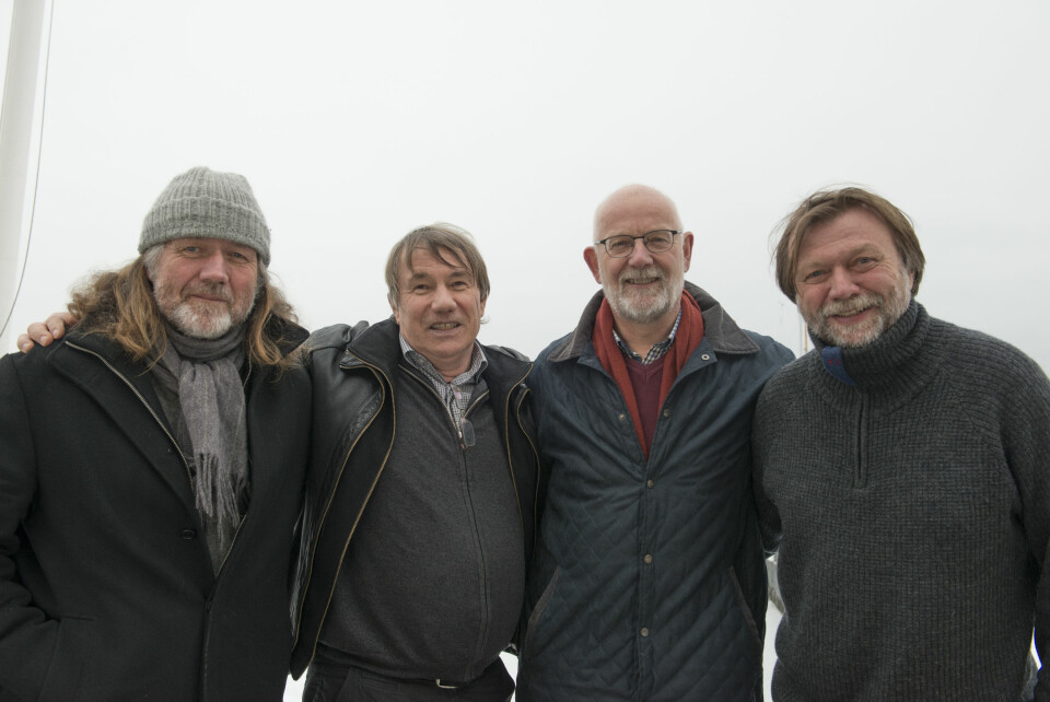40 ÅR senere: «Preciosa»s mannskap har fortsatt god kontakt. Turen var med på å forme dem som mennesker. Fra venstre Kjell Arne Myrann, Dag Juell Pettersen, Per Omdal og Ola Heining.