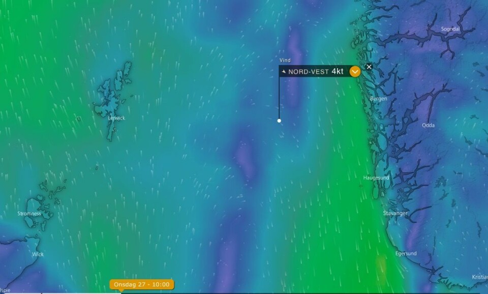 VIND: Det blir ett lett føre over Nordsjøen fra Shetlandseilerne.