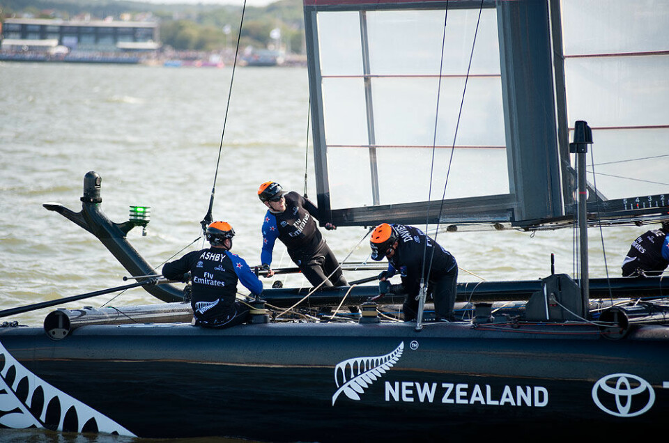 NEWZEALAND: Glenn Ashley i «team New Zealand» var sån tålelig fornøyd med dagen (Foto: Martine Hoff Jensen)
