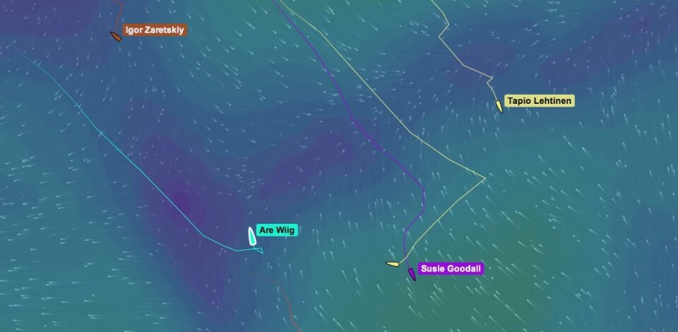 BAKOVER: Are Wiig har negativ distanse på trackingen, og har blitt forbiseilt av tre båter.