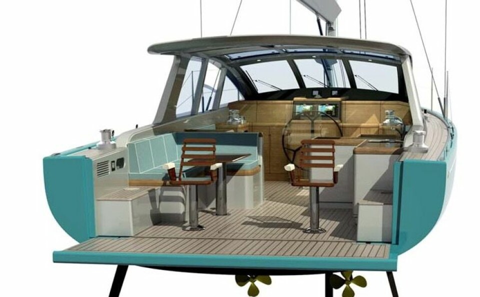 Surfari 44 er konstruert med tanke på å seile i varmt farvann. Sjekk stolene på hekken.