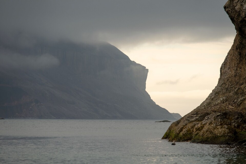 BJØRNØYA: Fra Kvalrossbukta mot Miseryfjellene