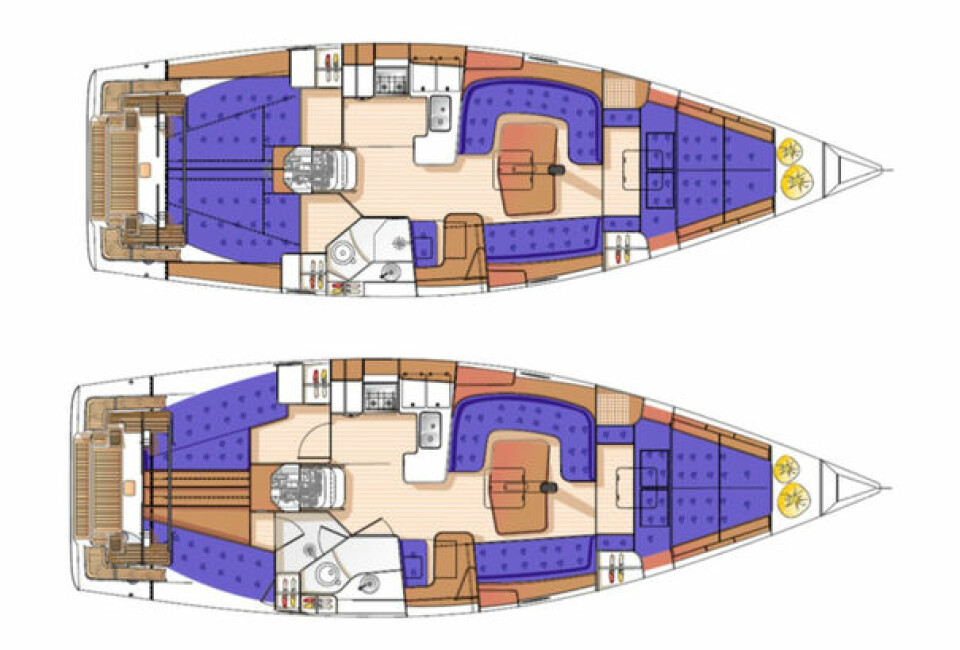 VALG: Øverste båt er standard innredningsløsning. Båten under er det nye alternativet.