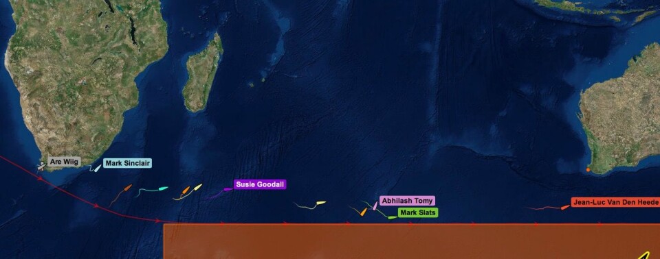 INDISKE HAV: Båten befinner seg 1900 nm fra Australia og er over halvveis av det Indiske Hav.