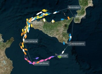 BANE: Hovedfeltet ligger tirsdag morgen på vestsiden av Sicilia. BANE: Hovedfeltet ligger tirsdag morgen på vestsiden av Sicilia.
