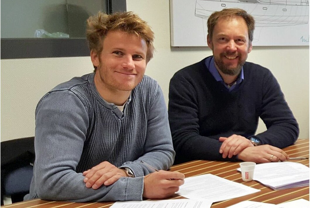 AVTALE: François Gabart og Bjørn-Vidar Bårtvedt signerer ny avtale i Frankrike, og har spennende planer for norske og utenlandske seilere.