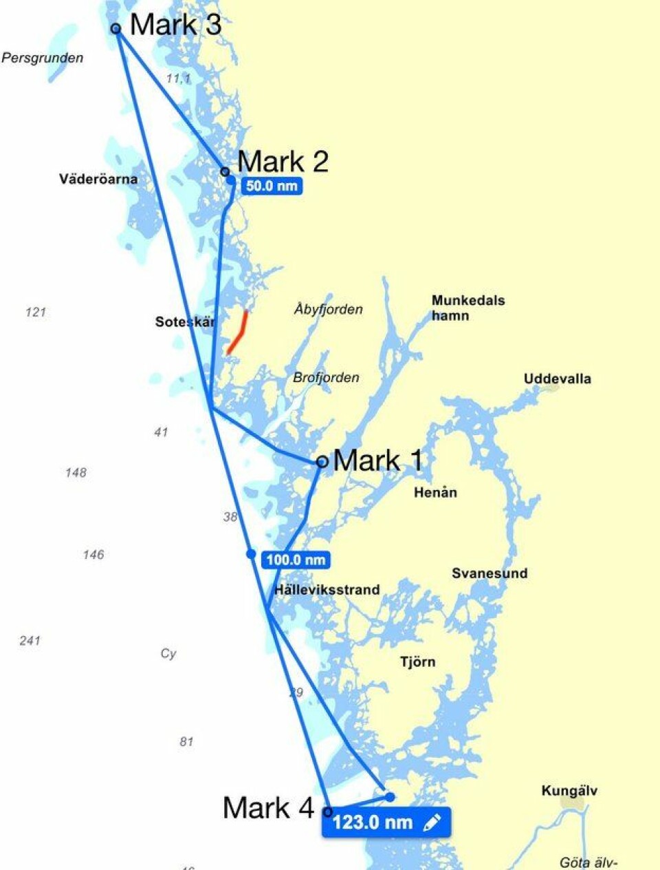 BANE: Regattaen går over 13 nm nordover fra Marstrand med sving innom Lysekil og Fjällbacka.