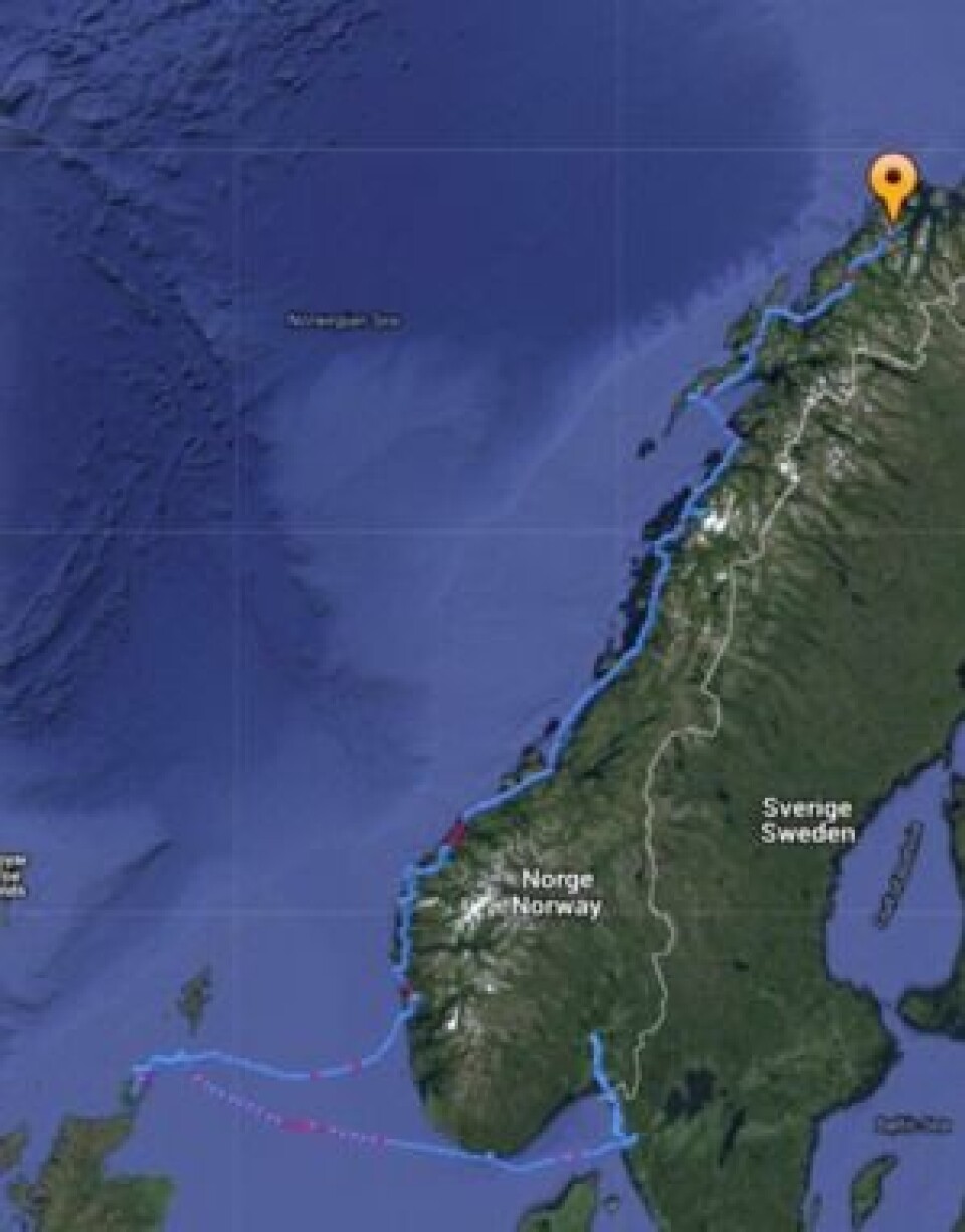 TRACKING: Mahina Tiare III seilte fra Orust til Orkenøyene, til Vestlandet og har fulgt kysten nordover. Ekspedisjonen startet i starten av mai.
