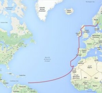 RUTE: Turen g&aring;r over Nordsj&oslash;en til Skottland. Paret skal delta i ARC over Atlanterhavet.