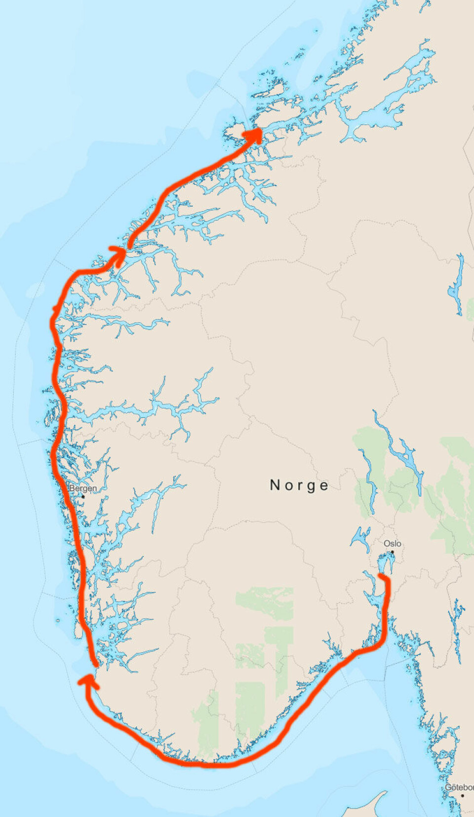 3UKER: Turen startet fra Røyken. Første uken gikk til Tananger, andre uken til Ålesund, og nå befinner båten seg på Hitra.