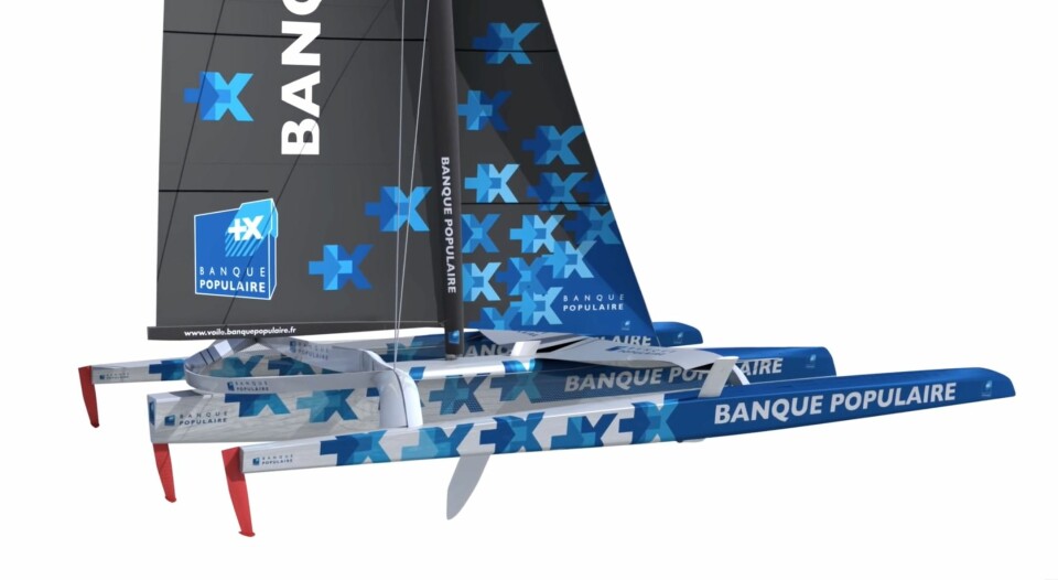 FLYR: «Banque Populaire IX» har foiler og skal fly Armel Le Cléac'h til nye rekorder. Båten blir sjøsatt til sommeren.