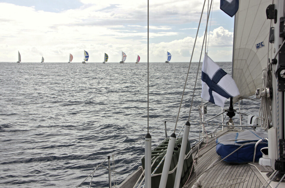 Starten: 42 båter stilte til start i Atlantic Odyssey. Rolf, Knut og Ester var de eneste norske seilerne.