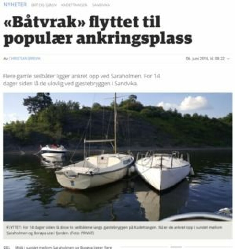 AVIS: Budstikka har fulgt noen slitne seilbåter fra gjesthavna i Sandvika til idyll i skjærgården.