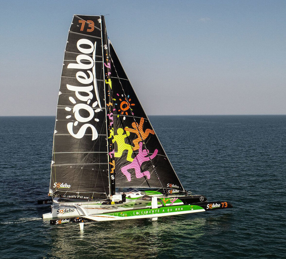 ULTIME: «Sodebo3» er laget for å foile på havet. Trimaranen skal gjøre det mulig å seile rundt jorda på under 40 døgn.