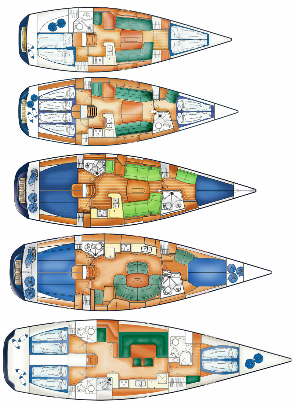 INNREDNING: X-37, X-40, X-43, X-46 og X-50 vist i sammenligbar størrelse.