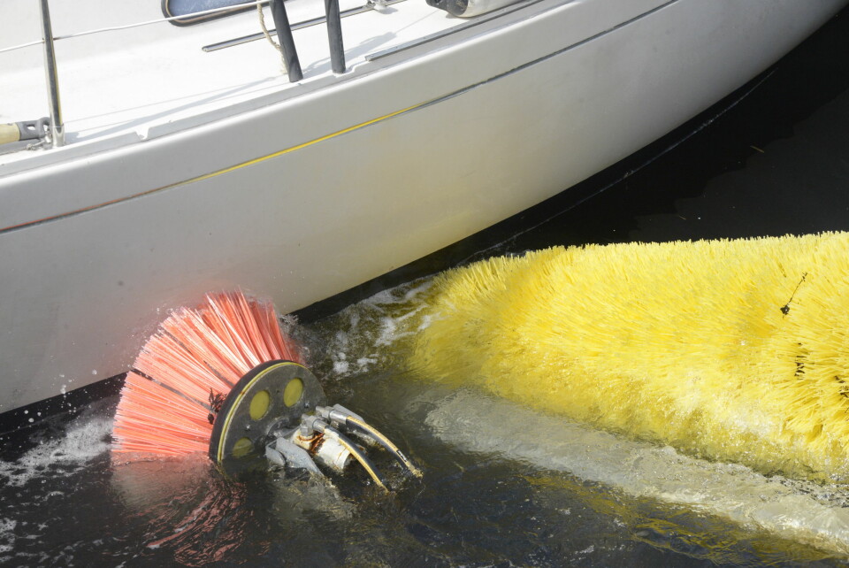 VASK: Bunnvaskemaskinen i Vollen benyttes ideelt sett på båter uten bunnstoff.