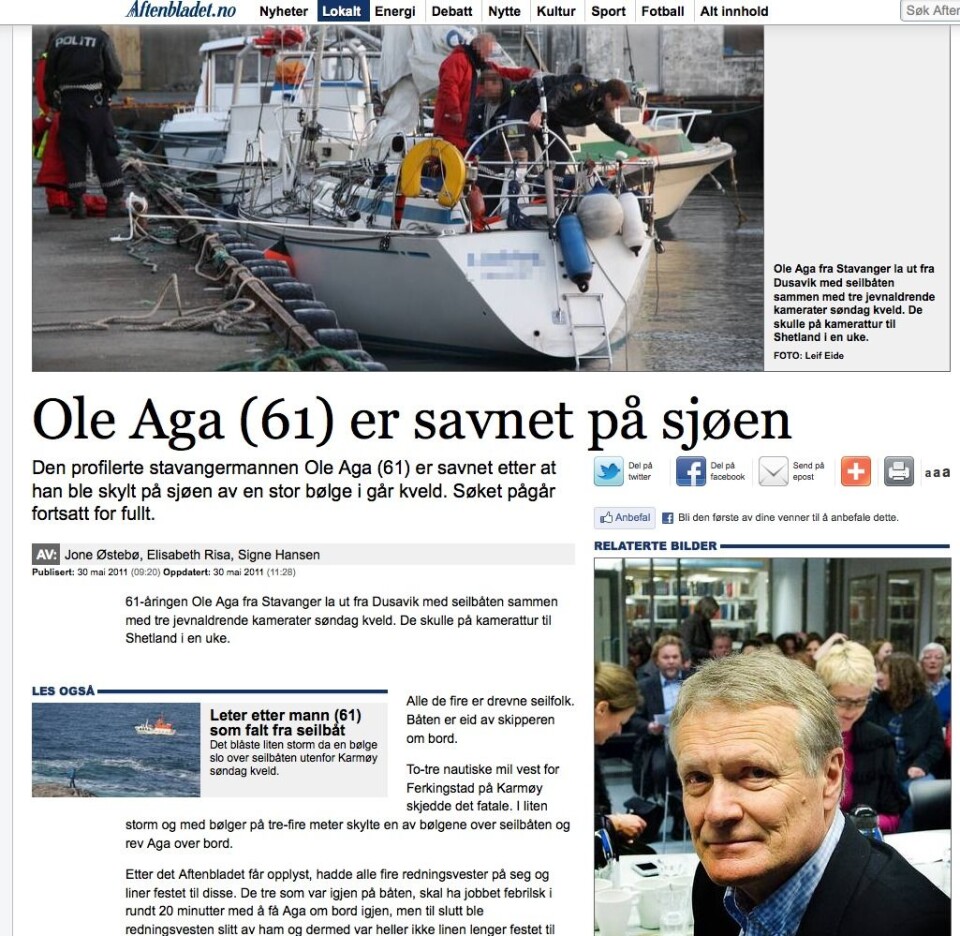 Aga antatt omkommet