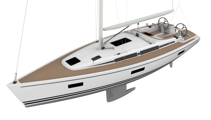 DESIGN: Linjett 39 får klassisk styling med blå striper. Båten har godt med lysinnslipp. Løygangen er på hyttedekk. DESIGN: Linjett 39 får klassisk styling med blå striper. Båten har godt med lysinnslipp. Løygangen er på hyttedekk.