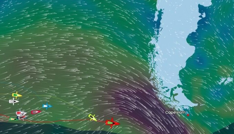 PROGNOSE: Yannicke Besthaven ligger 500 nm øst for Kapp Horn. 2. januar vil både han og et lavtrykk passere punktet.