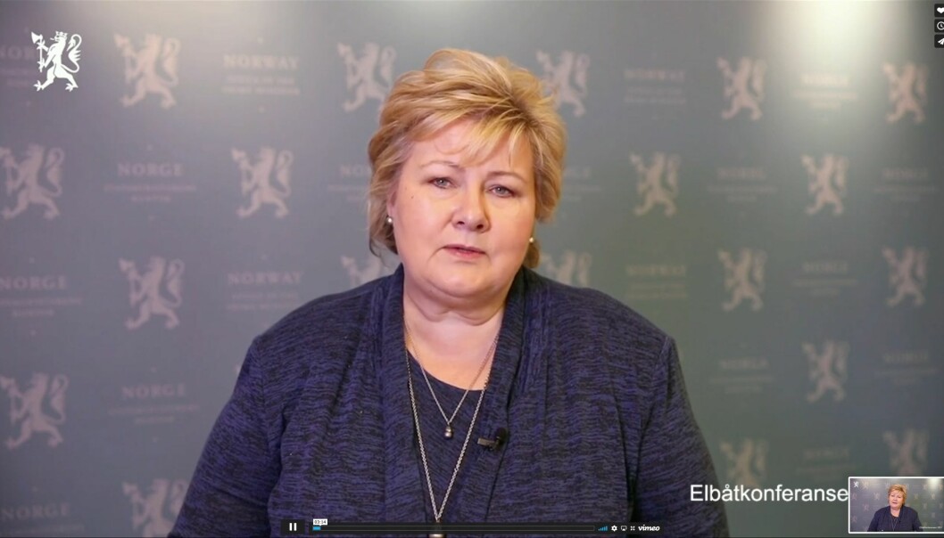 ENGASJERT: Statsminister Erna Solberg holdt innlegg under Elbåtkonferansen i april.
