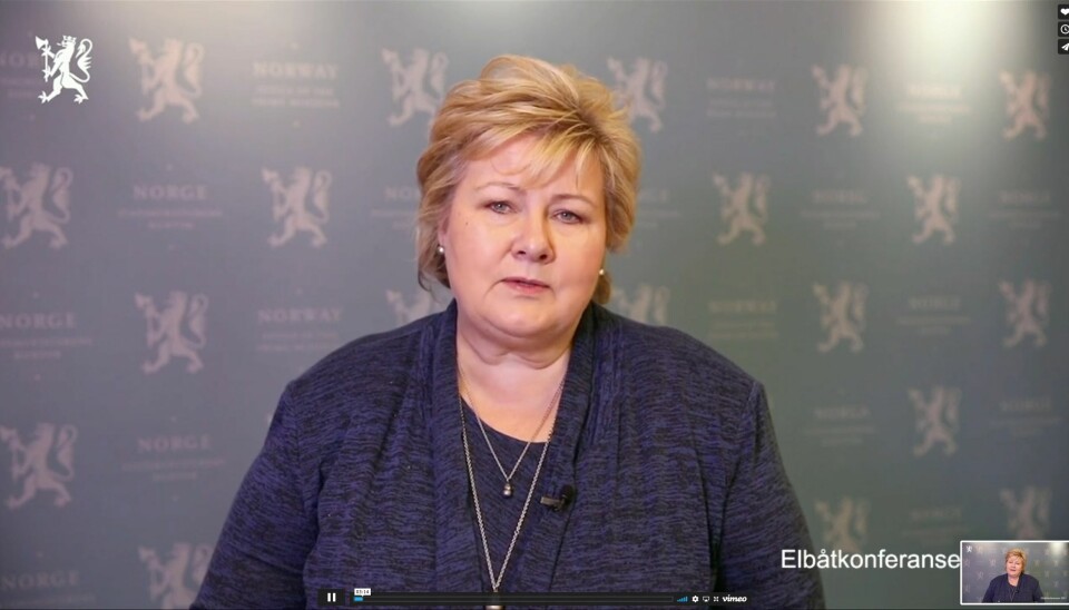 ENGASJERT: Statsminister Erna Solberg holdt innlegg under Elbåtkonferansen i april.