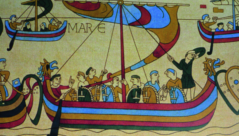 LANTERNE I TOPPEN: Hvordan ser du hvilket skip som er Vilhelm erobrerens på Bayeux-teppet? Jo, det er det eneste som fører lanterne i mastetoppen.