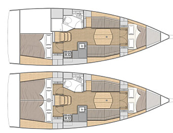 INNREDNING: Oceanis 34.1 leveres med to eller tre lugarer. INNREDNING: Oceanis 34.1 leveres med to eller tre lugarer.