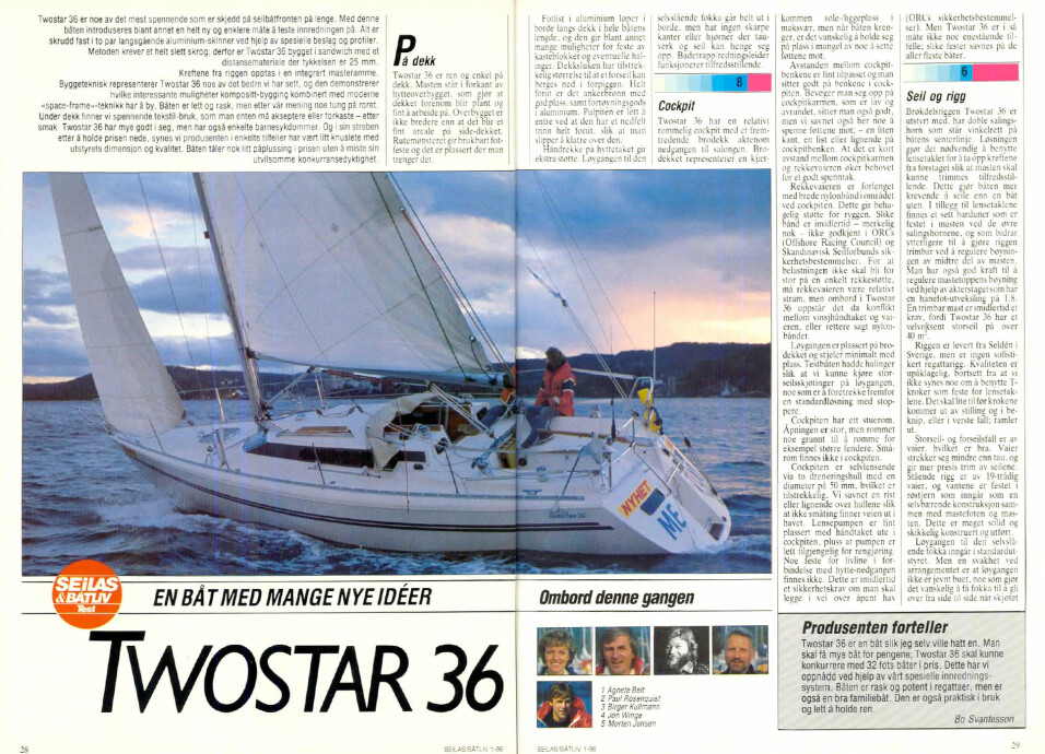Faksimile fra Seilas 1-1986 hvor båten var omtalt.