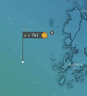 DREINING: KL. 0600 har vinden dreiet mot vest utenfor Smøgen.