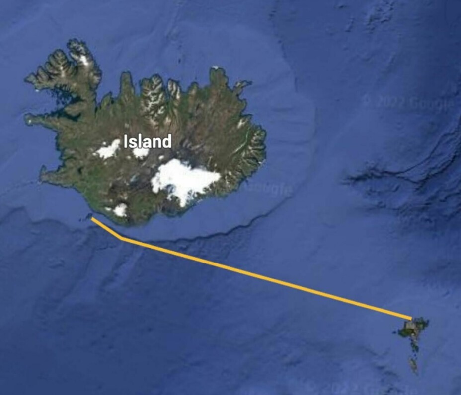 ISLAND: Det er 390 nm fra Færøyene til Island og det vil ta ca tre døgn.