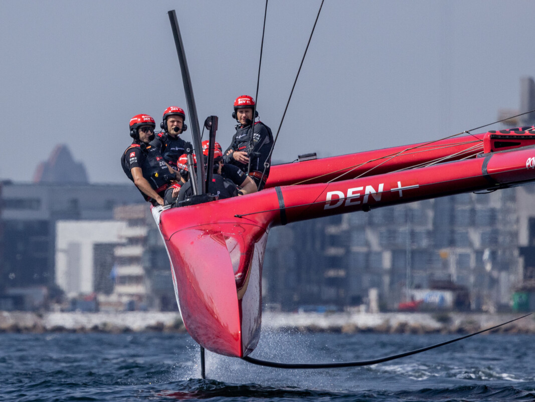 Kevin Magnussen, Formula One driver for Haas F1 Team, takes the wheel as he sits alongside Nicolai Sehested, driver of Denmark SailGP Team, after joining the Denmark SailGP Team presented by ROCKWOOL as a sixth sailor during a practice session ahead of the ROCKWOOL Denmark Sail Grand Prix in Copenhagen, Denmark. 15th August 2022. Photo: Felix Diemer for SailGP. Handout image supplied by SailGP Kevin Magnussen, Formula One driver for Haas F1 Team, takes the wheel as he sits alongside Nicolai Sehested, driver of Denmark SailGP Team, after joining the Denmark SailGP Team presented by ROCKWOOL as a sixth sailor during a practice session ahead of the ROCKWOOL Denmark Sail Grand Prix in Copenhagen, Denmark. 15th August 2022. Photo: Felix Diemer for SailGP. Handout image supplied by SailGP