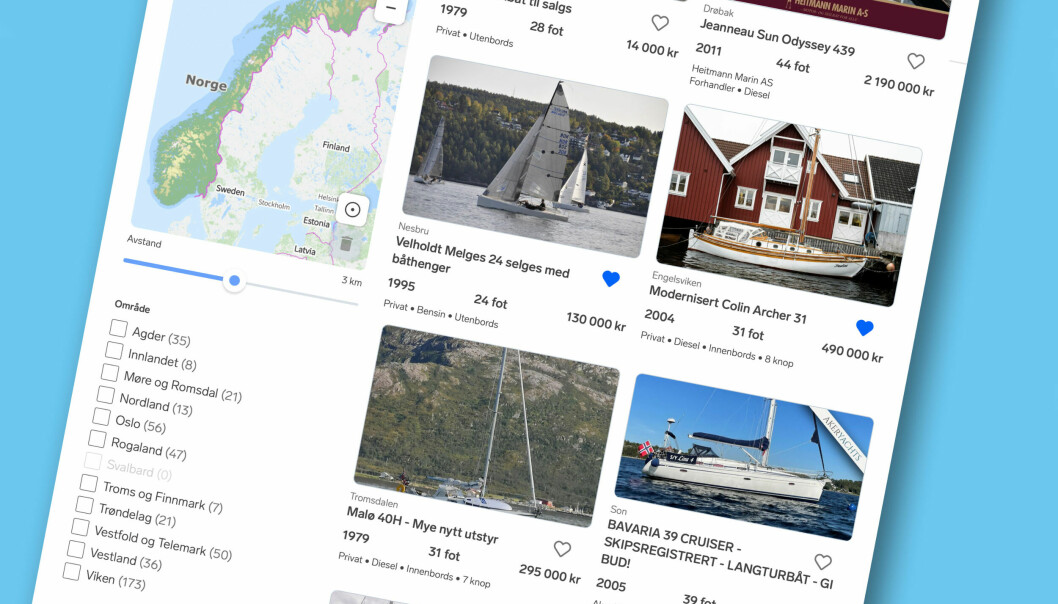 MARKED: Det store seilbåtmarkedet i Norge er Finn. Prisene har holdt seg høye, og utvalget har økt den senere tid.