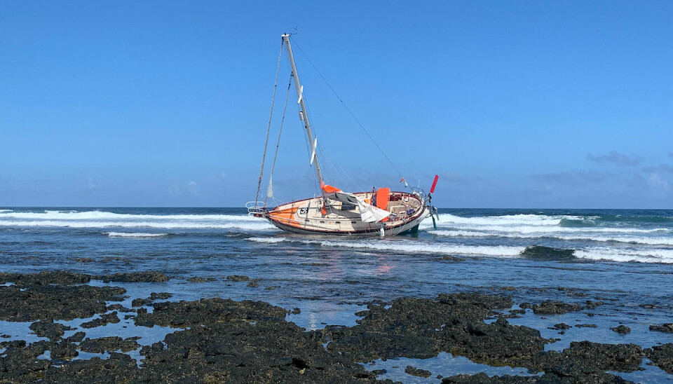 GRUNNSTØTT: Guy deBoer havnet på stranda på Fuerteventuras nordside.