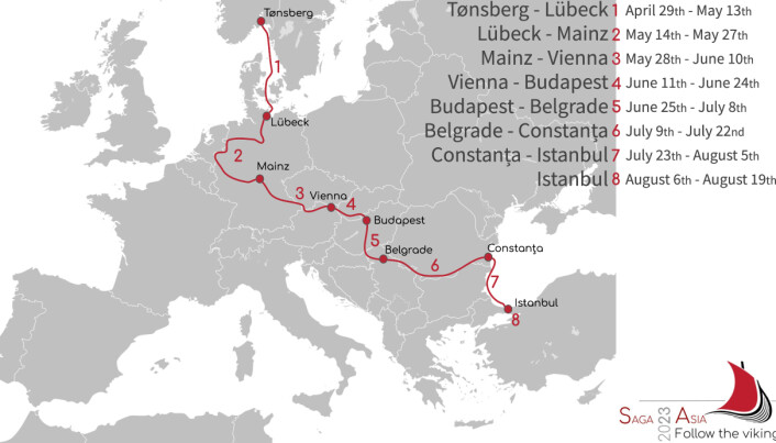 PLAN: Turen skal starte 29. april, og skipet skal være fremme i Istanbul i August. PLAN: Turen skal starte 29. april, og skipet skal være fremme i Istanbul i August.