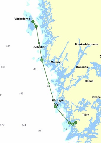 SØNDAG: Skarp slør fra Väderöarna til Skjærhamn, en seilas på 6,5 timer.