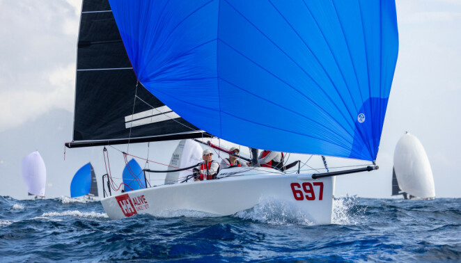Kristoffer Spone til rors. EM Melges 24 Genoa 2022 Kristoffer Spone til rors. EM Melges 24 Genoa 2022