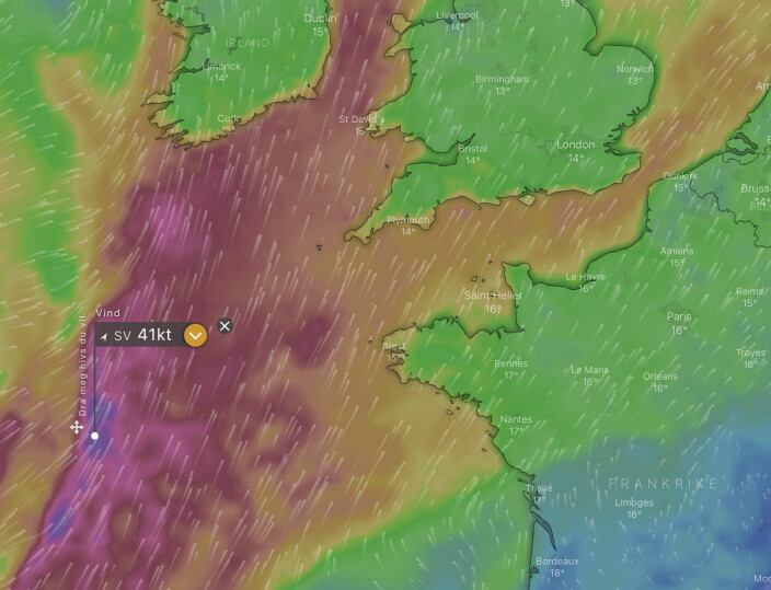 PROGNOSE: Et voldsomt vær er på vei mot den Engelske kanal, et vær arrangørene ikke vil utsette deltagerne for.