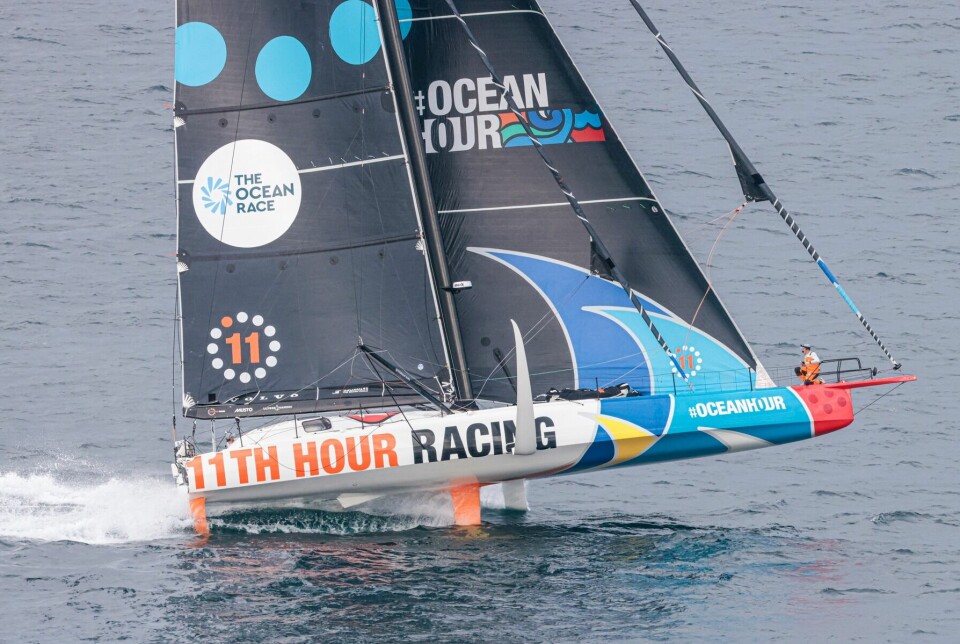 8 January 2023, IMOCA fleet at the start of the In-Port race in Alicante: 11th Hour Racing Team
